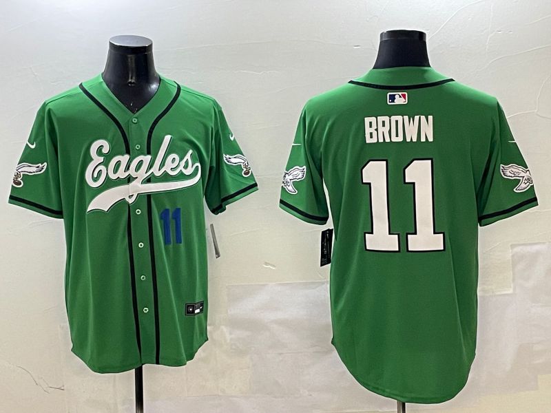 Men Philadelphia Eagles #11 Brown Green three generations Jointly Name 2025 Nike Limited NFL Jersey style 7->philadelphia eagles->NFL Jersey